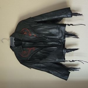 Large Leather Biker Jacket Genuine Leather